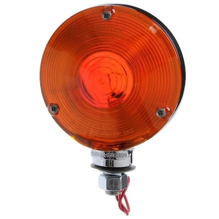 Truck-Lite Signal-Stat, Incandescent, Red/Yellow Round, 1 Bulb, Dual Face, 1 Wire, Pedestal Light, 1 Stud 3802